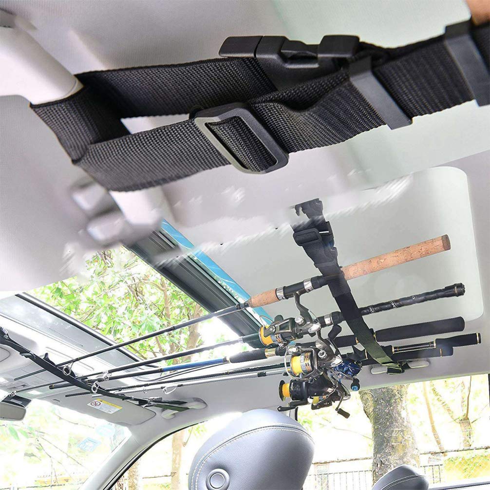 LIOOBO 1-Piece Car Fishing Rod Holder - Adjustable Cable Tie Mount for Fly Rods, Fishing Poles & Tackles | Secure Vehicle Organizer for Road Trips & Outdoor Adventures