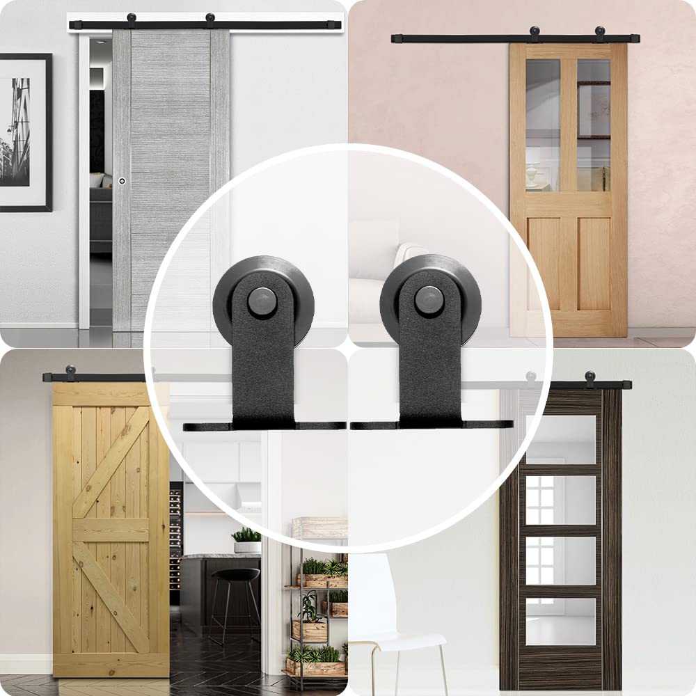 8.2FT Top Mount Sliding Barn Door Hardware Kit - Single Door Track System in Black | Perfect for Bedroom, Closet & Farmhouse Style Doors