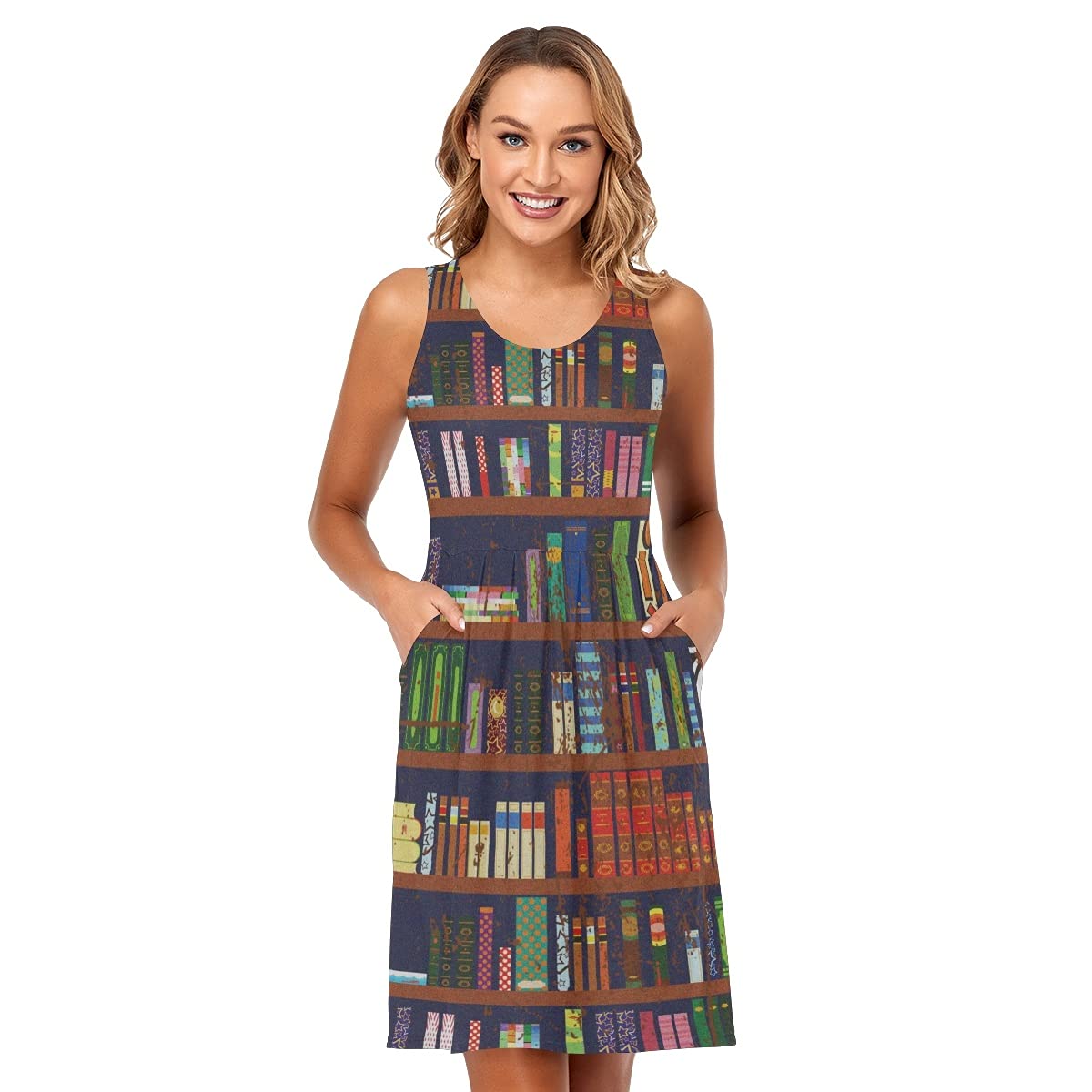 Women's Sleeveless Summer Beach Dress - Casual Sun Dress with Pockets for Vacation, Pool Party & Outdoor Activities