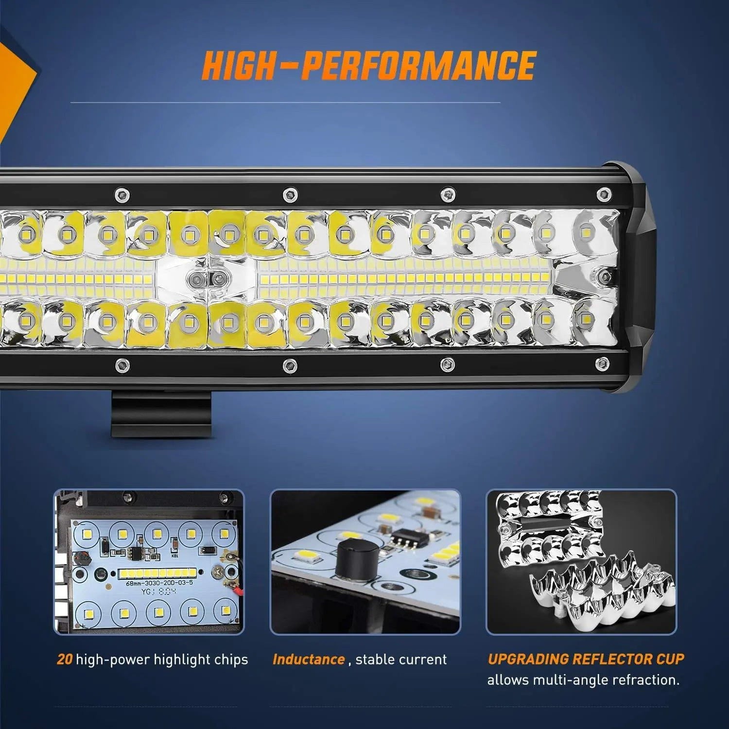 12 Inch 300W 30000LM Triple Row LED Light Bar - Spot/Flood Combo for Off-Road Trucks, ATVs, UTVs & Marine Boating - Waterproof & Dustproof Auxiliary Lighting