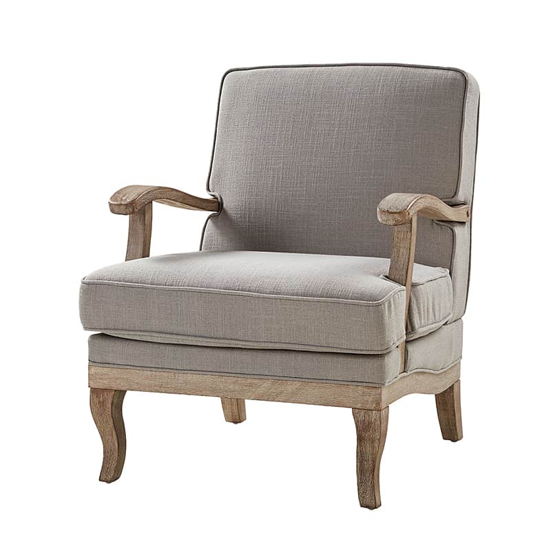 Randolph Farmhouse Upholstered Accent Chair with Wooden Legs - Comfortable Living Room Armchair for Home Decor, Reading Nook & Cozy Sitting Area (Multiple Style Options Available)