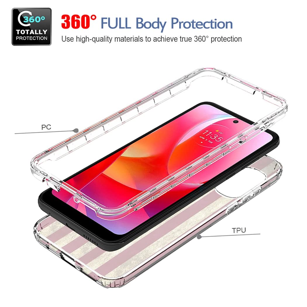 Premium Shockproof Phone Case for Motorola Moto G Power 2022 (XT2165DL) - Clear USA Flag Design with Built-in Tempered Glass Screen Protector | Full Body Protection for Drops & Scratches | Perfect for Outdoor Activities, Travel & Daily Use