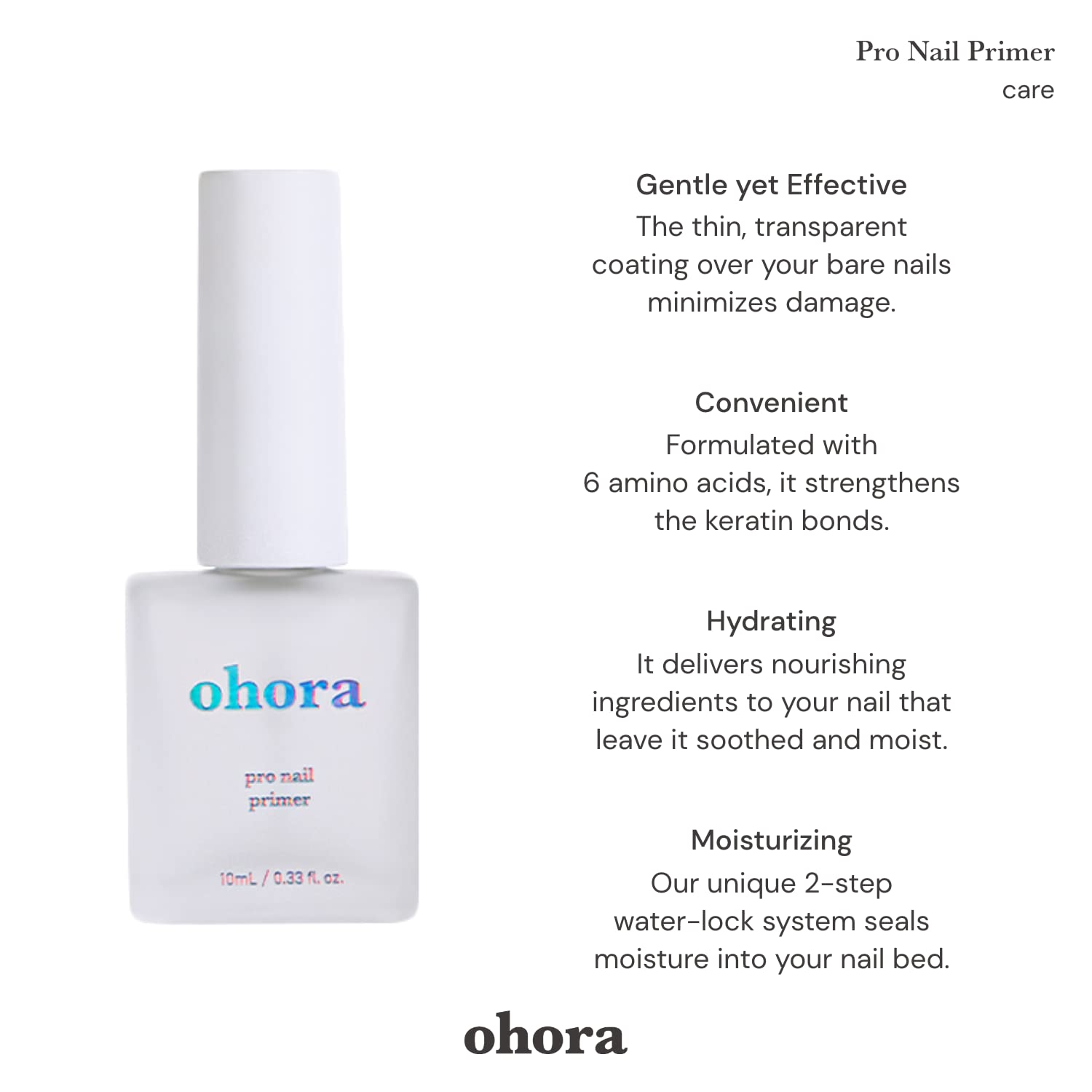 ohora Gel Nail Primer for Semi Cured Gel Nail Strips - Corrects Nail Texture, Strengthens & Protects Nails - Easy to Apply & Remove - Salon Quality Nail Care for Healthy Strong Nails - Perfect for Home Manicures & Professional Nail Salons