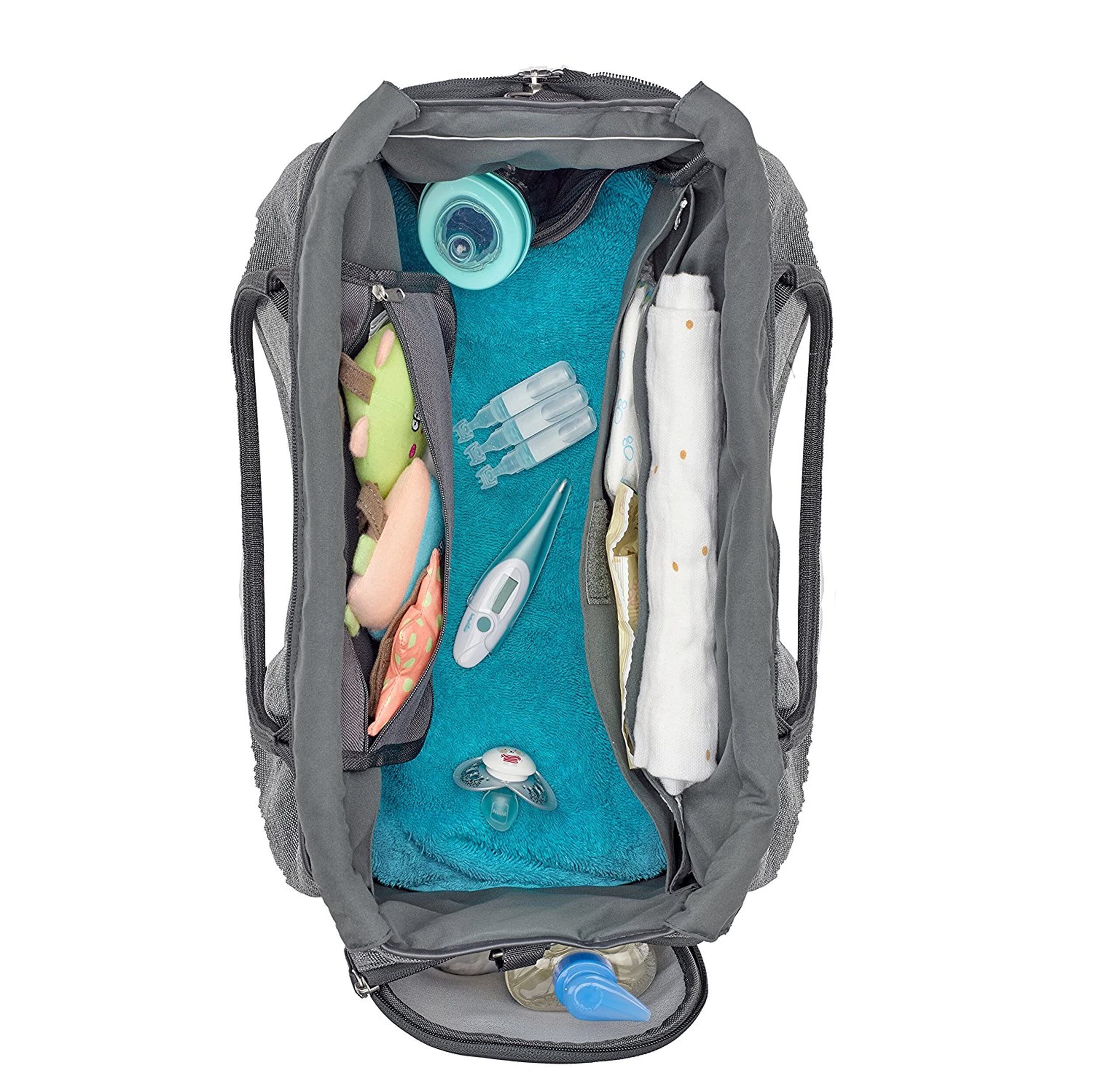 BABYMOOV Essential Diaper Bag Tote with Changing Pad, Shoulder Strap & 3-Piece Baby Travel Accessories - Petrol Blue | Perfect for On-the-Go Parents, Daycare, Travel & Baby Essentials Organization