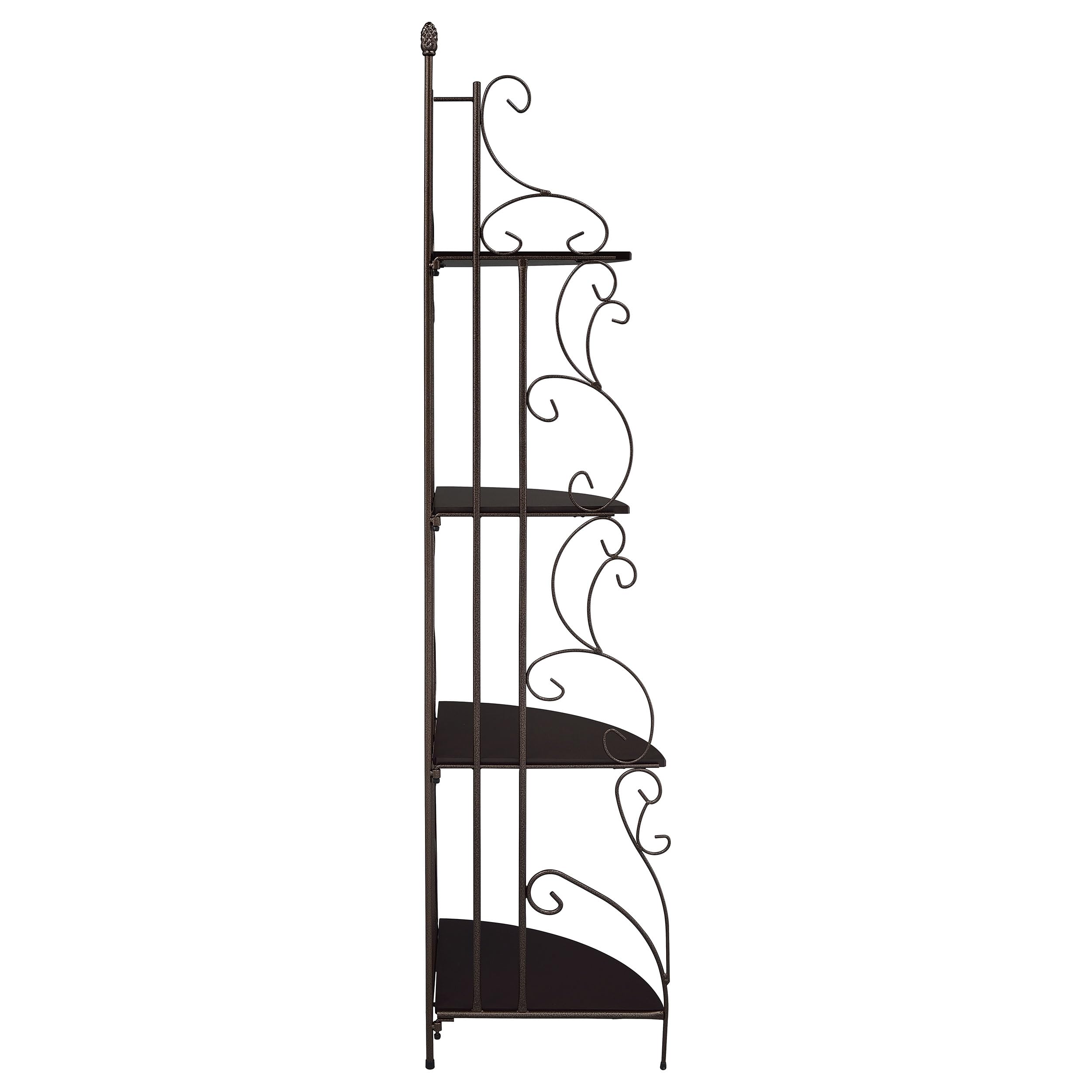 Copper & Cappuccino Corner Bookcase - 4-Tier Shelf Storage Unit 16.5