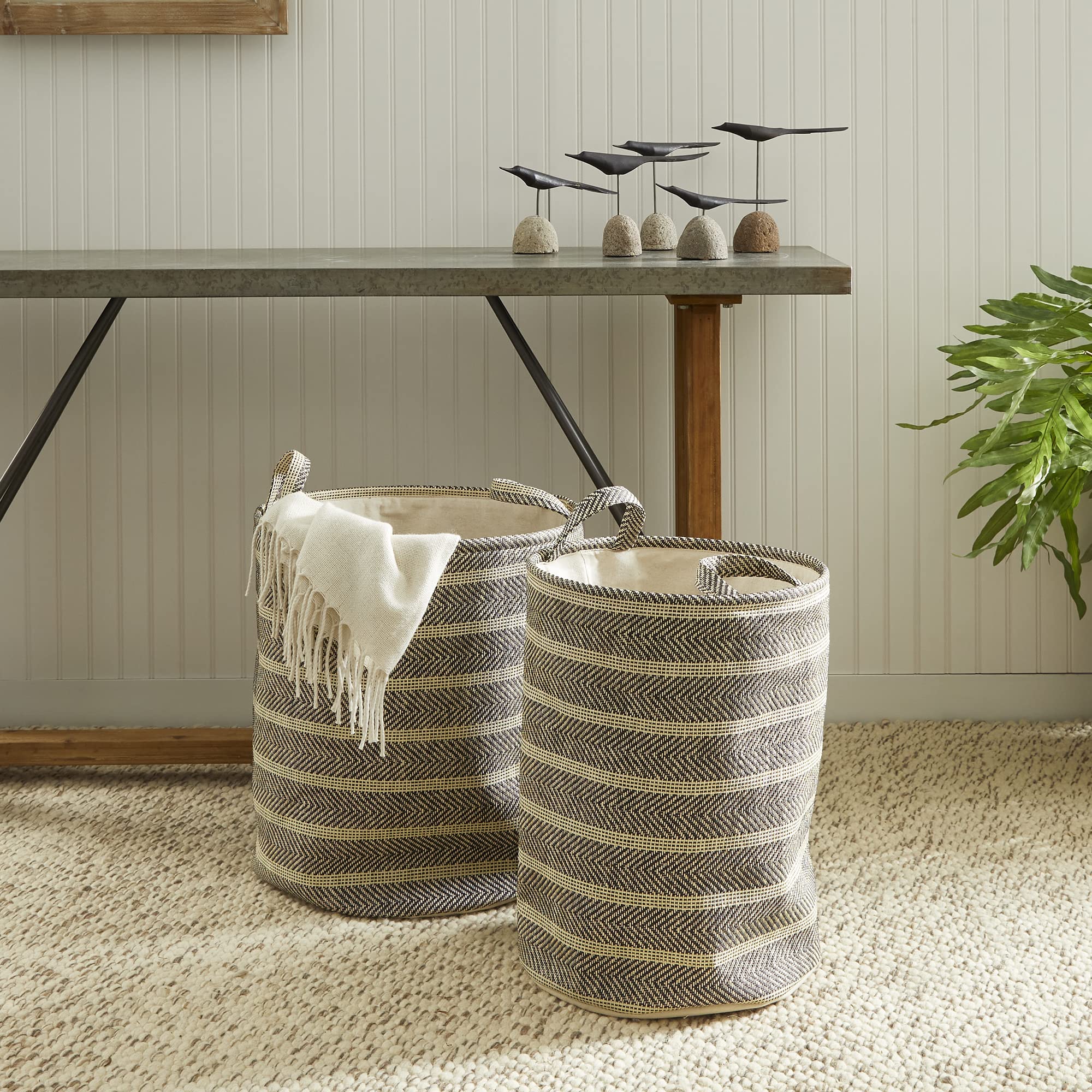 Napa Home Accents Marleigh Round Baskets Set of 2 - Woven Storage Bins for Home Organization, Laundry, Toys & Decor