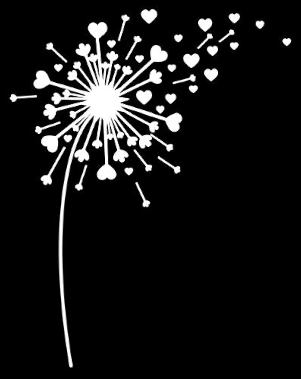 Heart Dandelion Vinyl Decal Sticker - White Waterproof Decorative Sticker for Car Windows, Laptops, Tablets, Water Bottles - 5.5 x 7.0 Inch - Made in USA by Foxtail Decals - Perfect for Home Decor, Office, Gifts & DIY Crafts
