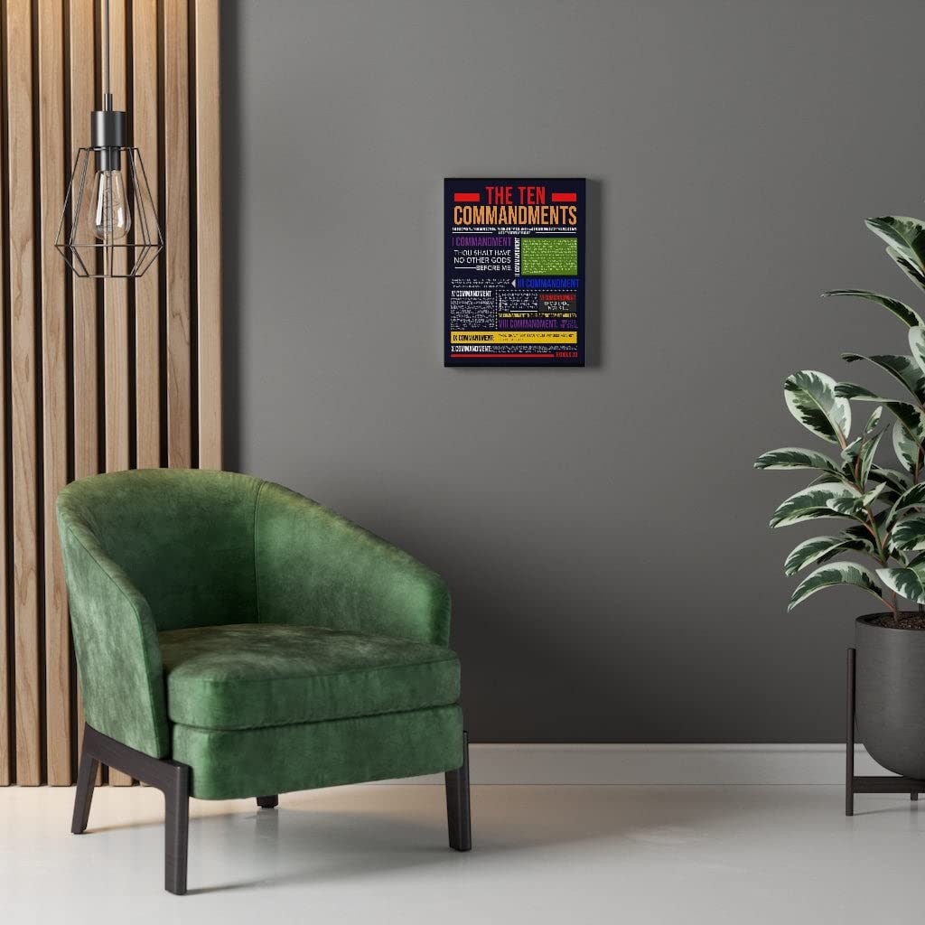 Bible Art Ten Commandments Canvas Print - Christian Home Decor & Religious Wall Art for Living Room, Bedroom, Church - Express Your Love with Inspirational Scripture Gifts