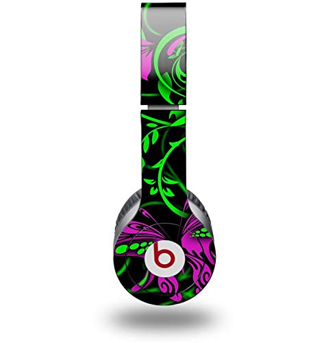 Original Beats Solo HD Headphones Skin Decal Wrap - Twisted Garden Green & Hot Pink Design | Protective Vinyl Sticker Cover | Perfect for Gym, Travel & Daily Use (Headphones Not Included)