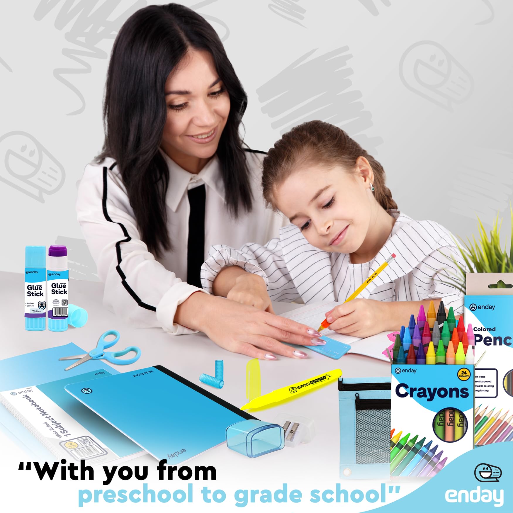 Enday Premium 71-Piece Back to School Supplies Kit for Kids - Blue School Supply Box for Grades K-5, High-Quality Kindergarten Supplies for Boys & Girls - Perfect for Classroom, Homeschool & Homework Organization