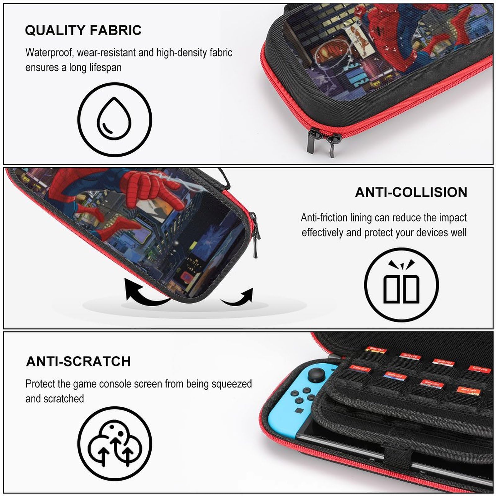 Premium Protective Case for Nintendo Switch OLED & Switch - Durable Travel Carrying Case with Extra Storage Space | Perfect for Gaming On-The-Go, Travel Protection & Accessories Organization