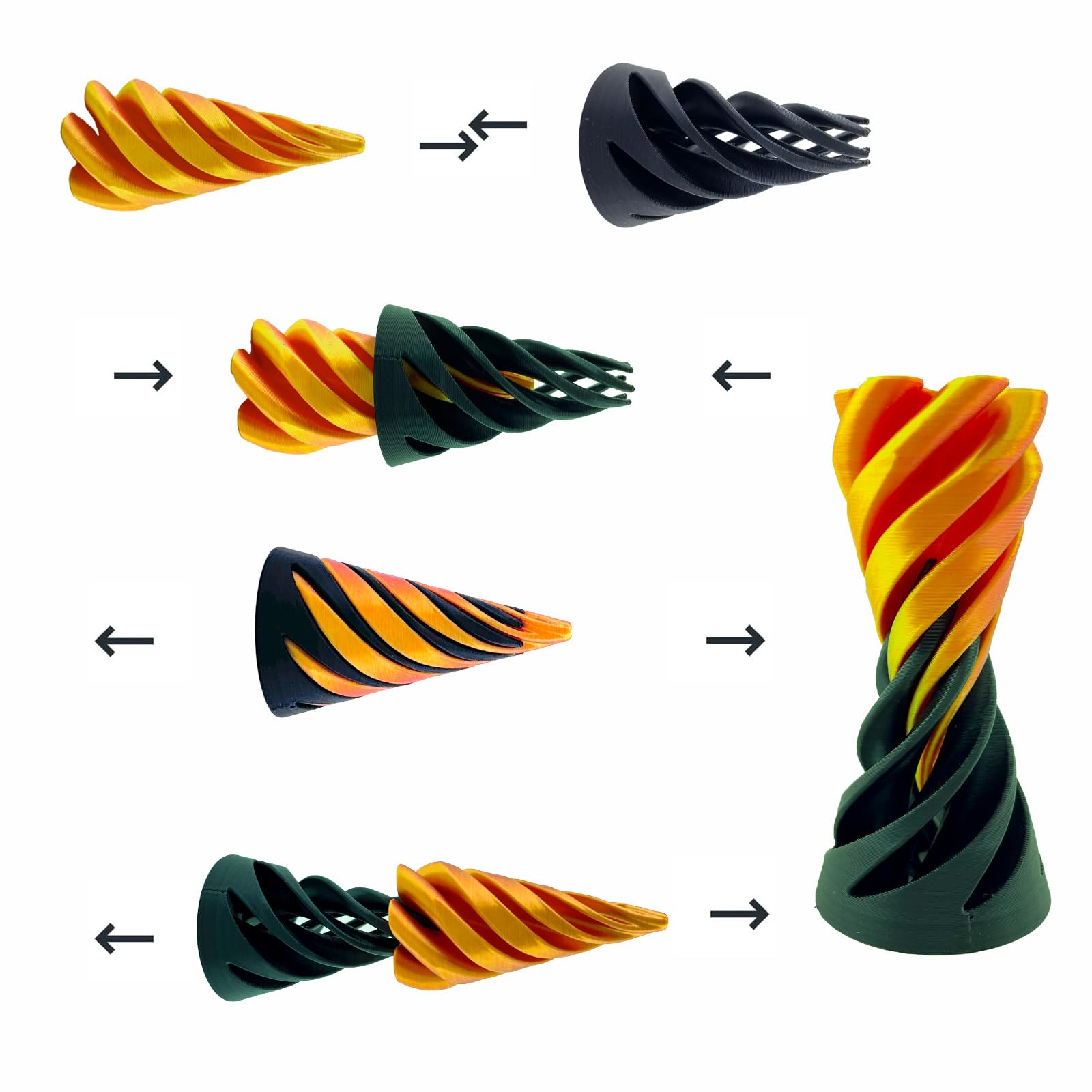 3 Packs Impossible Cone Fidget Toy - 3D Printed Spiral Cone, Pyramid Passthrough Sensory Toy for Anxiety Relief & Stress Relaxation - Mini Vortex Thread Illusion Desk Decor - Perfect for Office, Home, Travel & ADHD Focus Aid