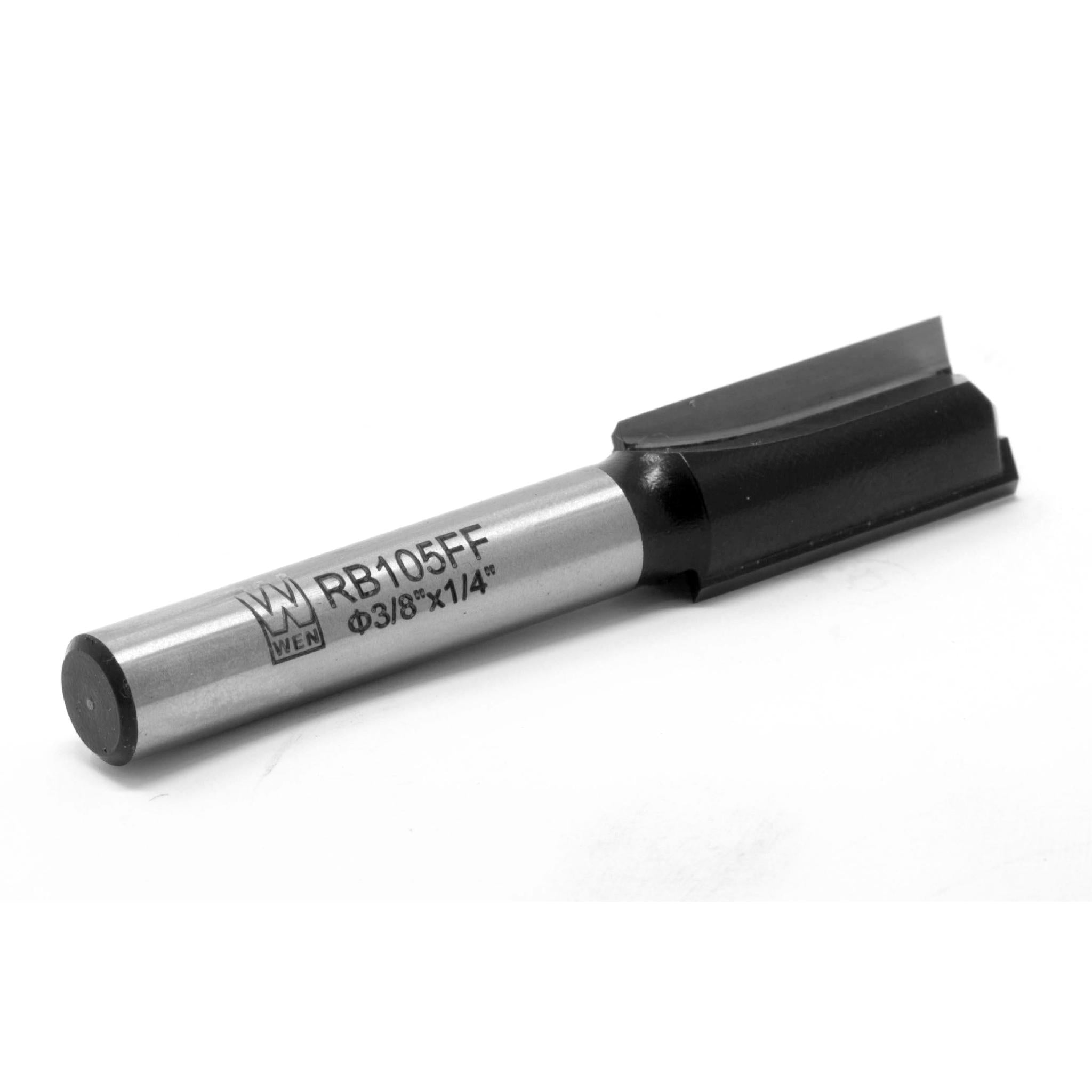 WEN RB105FF 3/8 Inch Straight 2 Flute Carbide Tipped Router Bit with 1/4 Inch Shank - Perfect for Woodworking, Cabinetry, and DIY Projects