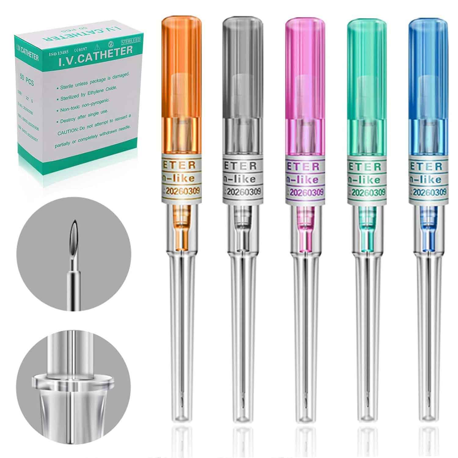 50 Pcs/Box Sterile Catheter Piercing Needles - Medical Grade Hypodermic Needles for IV Therapy, Infusion, and Catheter Insertion - Perfect for Hospitals, Clinics, and Home Healthcare Use