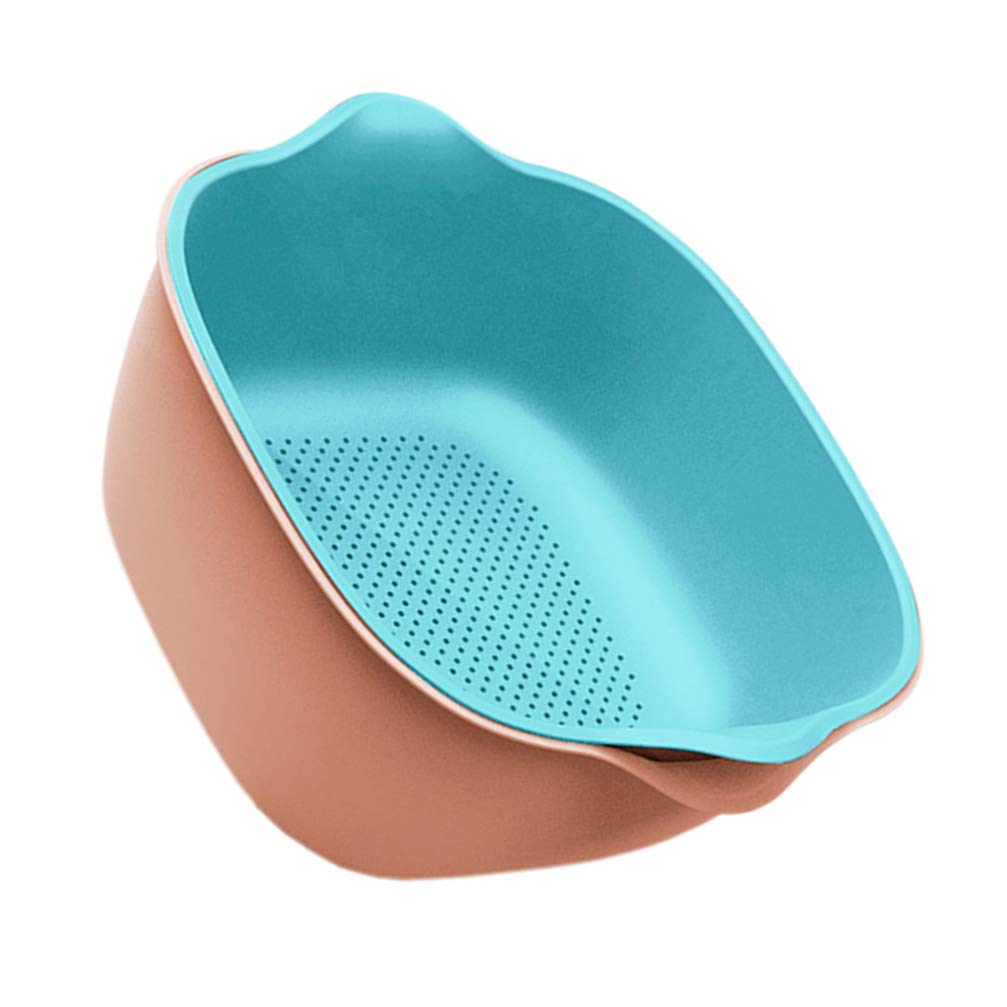 YARNOW Double Layer Kitchen Strainer Colander - Food Drain Basket for Washing Rice, Vegetables, and Fruits - Durable Pink Washing Bowl for Kitchen & Cooking Use - Perfect for Meal Prep, Salad Making, and Healthy Eating