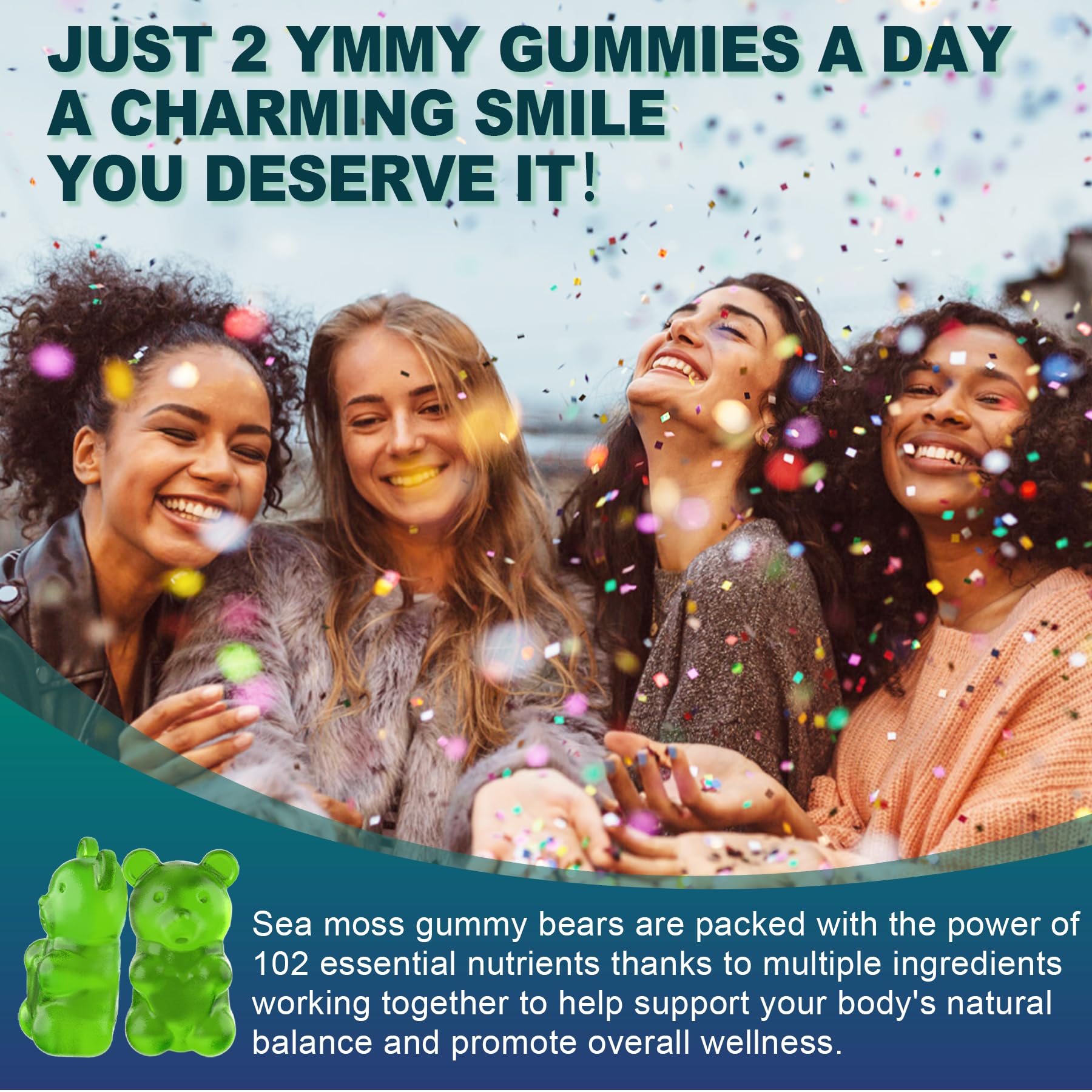 Sea Moss Gummies Sugar-Free - Extra Strength Irish Moss Supplement with Iodine, Chlorophyll, Apple Cider Vinegar, Vitamin D3 & Burdock Root - Supports Immune System, Digestion, Skin & Hair Health - Vegan, Non-GMO, 2-Pack - Perfect for Daily Wellness & Detox Routine