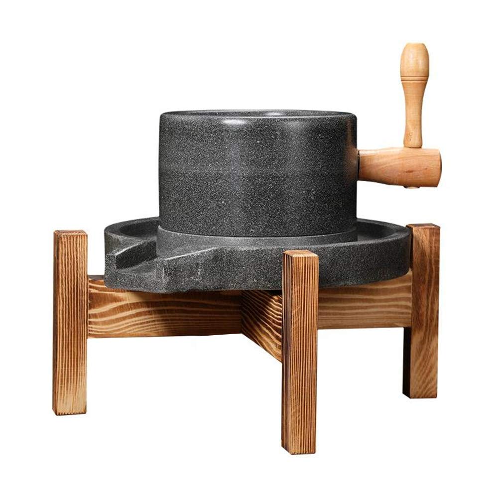 Premium Natural Handmade Bluestone Mill Grinder with Wooden Stand - 7.87x11.8 Inch Stone Grain Mill for Grinding Wheat, Corn, Spices & Herbs - Perfect for Home Kitchen, Bakery & Organic Food Preparation