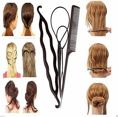 CHRONEX 7-Piece Hair Styling Kit - Bun Maker, Hair Donut, Hair Accessories Set for Women & Girls (Black) - Perfect for Updos, Ponytails & Special Occasions