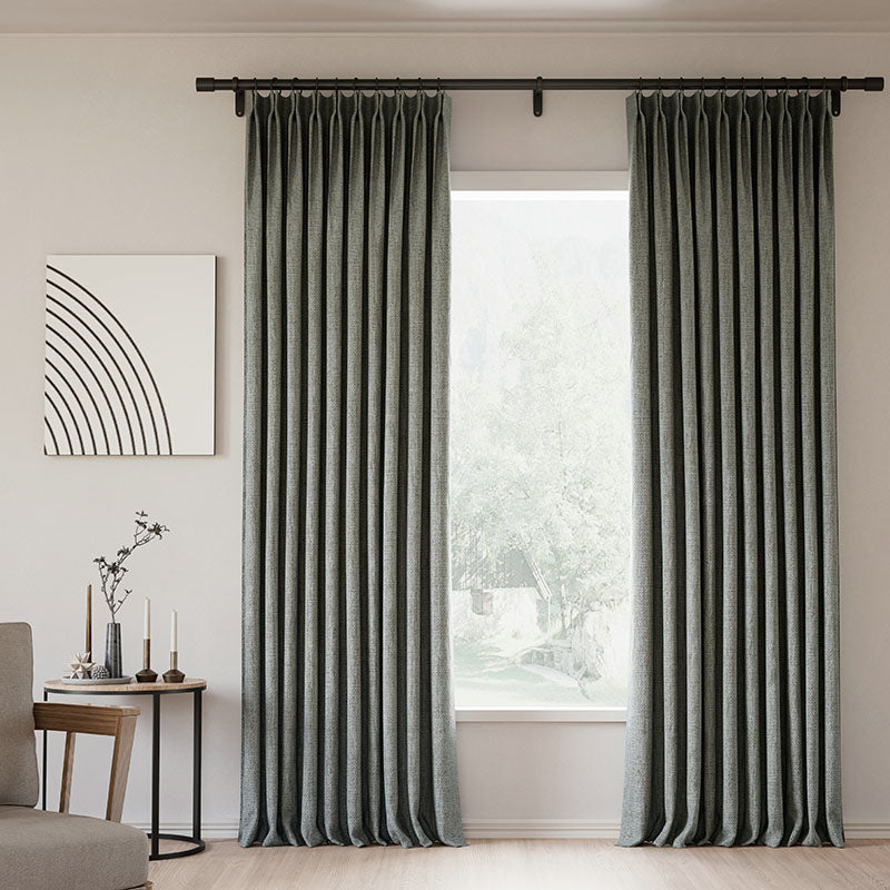 Pinch Pleated Blackout Curtains - 100% Linen Drapes in Natural Sand Beige - Noise Reducing & Thermal Insulated for Bedroom & Living Room - Modern Custom Window Treatments for Home Decor
