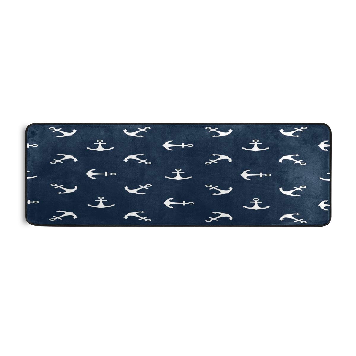 ALAZA Nautical Anchor Ocean Sea Collection Area Rug - 2' x 6' Non-Slip Floor Mat for Living Room, Bedroom, Kitchen - Coastal Decor for Beach House, Boat, or Seaside Themed Spaces