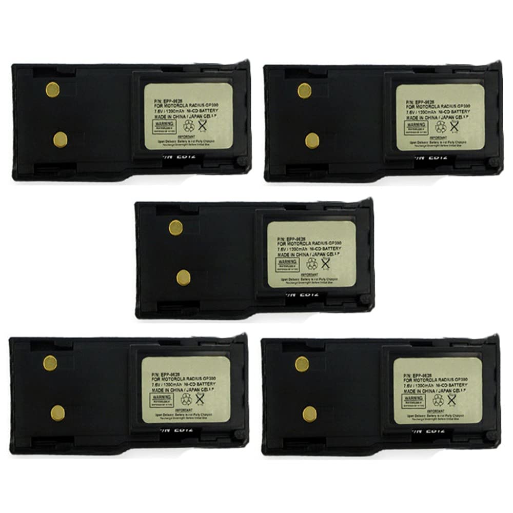 Synergy Digital 2-Way Radio Batteries for Motorola GTX Privacy Plus - Ni-CD 7.5V 1200mAh Rechargeable Battery Pack (5-Pack) - Perfect for Business, Security & Outdoor Communication