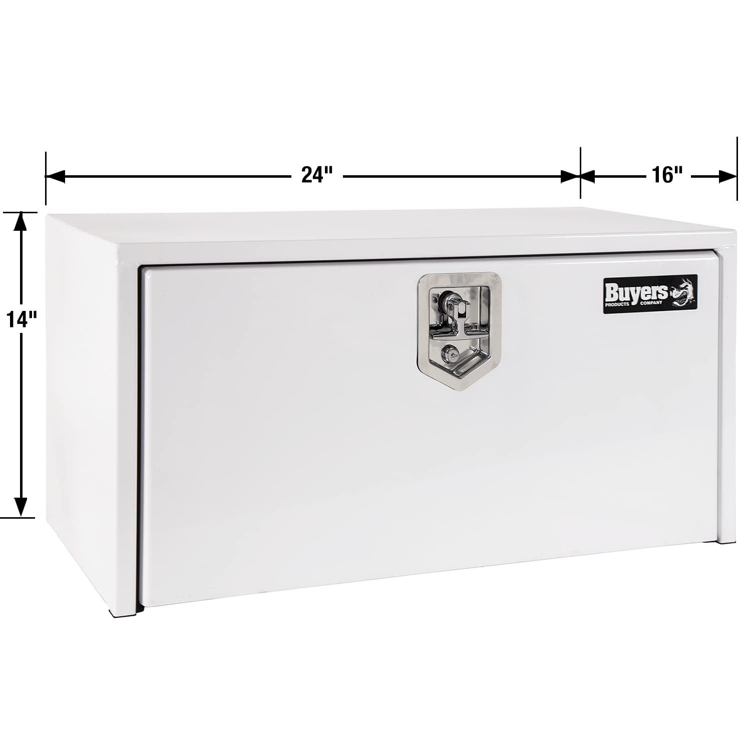 Buyers Products 1703400 White Steel Underbody Truck Tool Box - 14x16x24 Inch Heavy Duty Storage Box | Made in USA | Secure Truck Organization for Tools & Equipment | Ideal for Construction Sites, Auto Repair & Off-Road Adventures