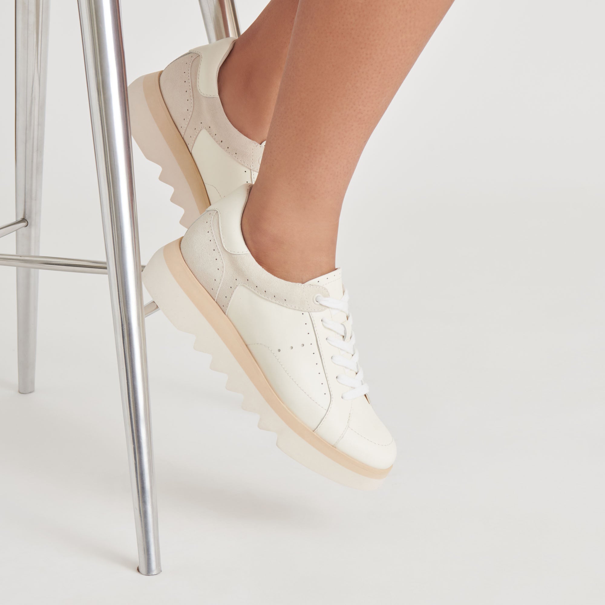 JORGIE White Leather Sneakers for Women - Comfortable & Stylish Casual Shoes for Walking, Running, and Everyday Wear