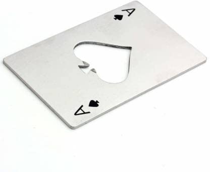 Premium Stainless Steel Casino Poker Bottle Opener - Credit Card Size Wallet Tool for Beer & Soda - Perfect for Bars, Parties, Camping & Travel Accessories (1 Pack)