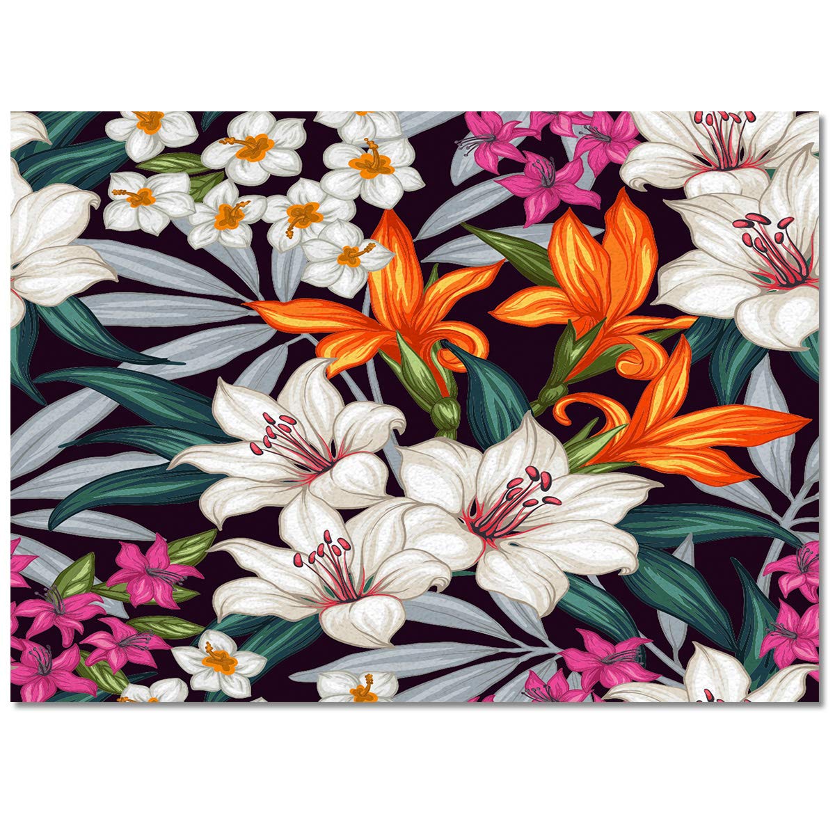 2'x3' Non-Slip Tropical Hibiscus Flower Area Rug - Colorful Floral Floor Mat for Living Room, Bedroom & Nursery - Soft Indoor Home Decor Carpet for Cozy Spaces