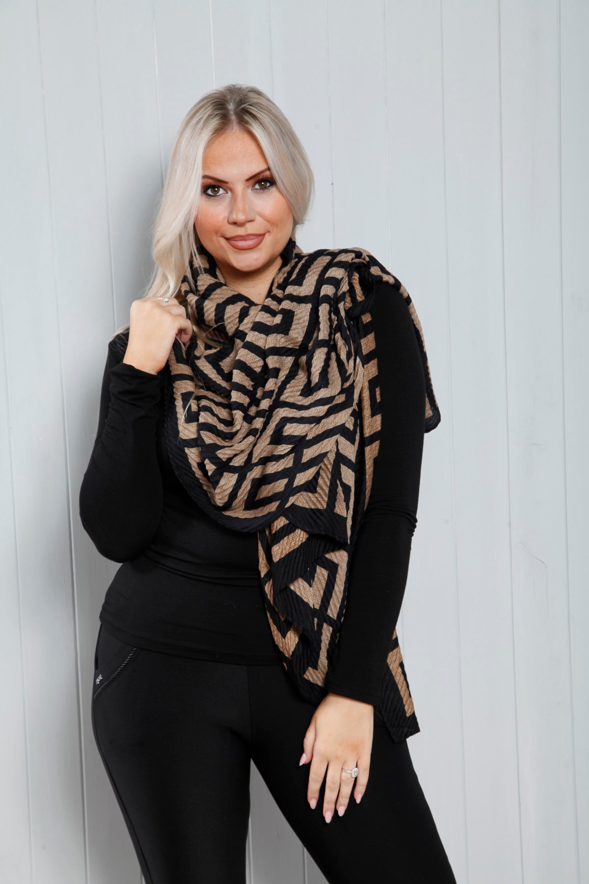 Soft Crinkle Scarf for Women - Lightweight Camel Color Shawl Wrap - Perfect for Fall, Winter & Outdoor Activities