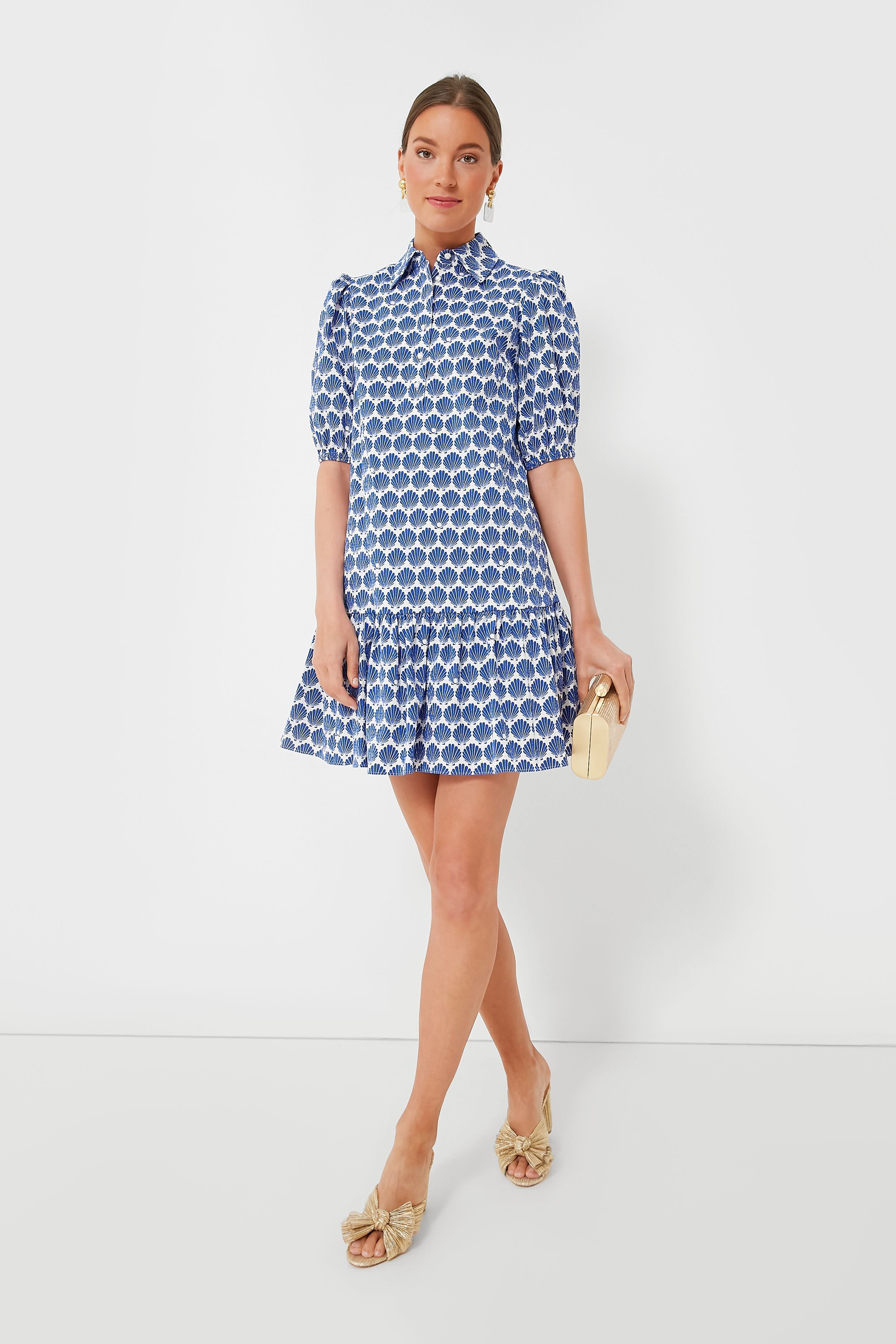 Blueberry Shells Lake Dress - Women's Floral Summer Sundress for Beach, Vacation & Casual Wear