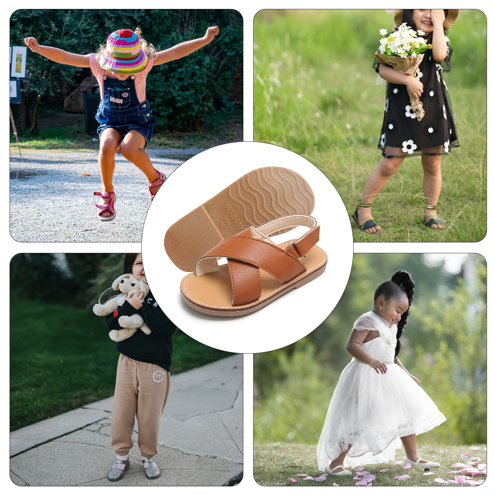 SEAUR Girls & Boys Toddler Sandals - Soft PU Leather Summer Flat Sandals for Kids - Comfortable Outdoor Play Shoes for Beach, Park & Daily Wear