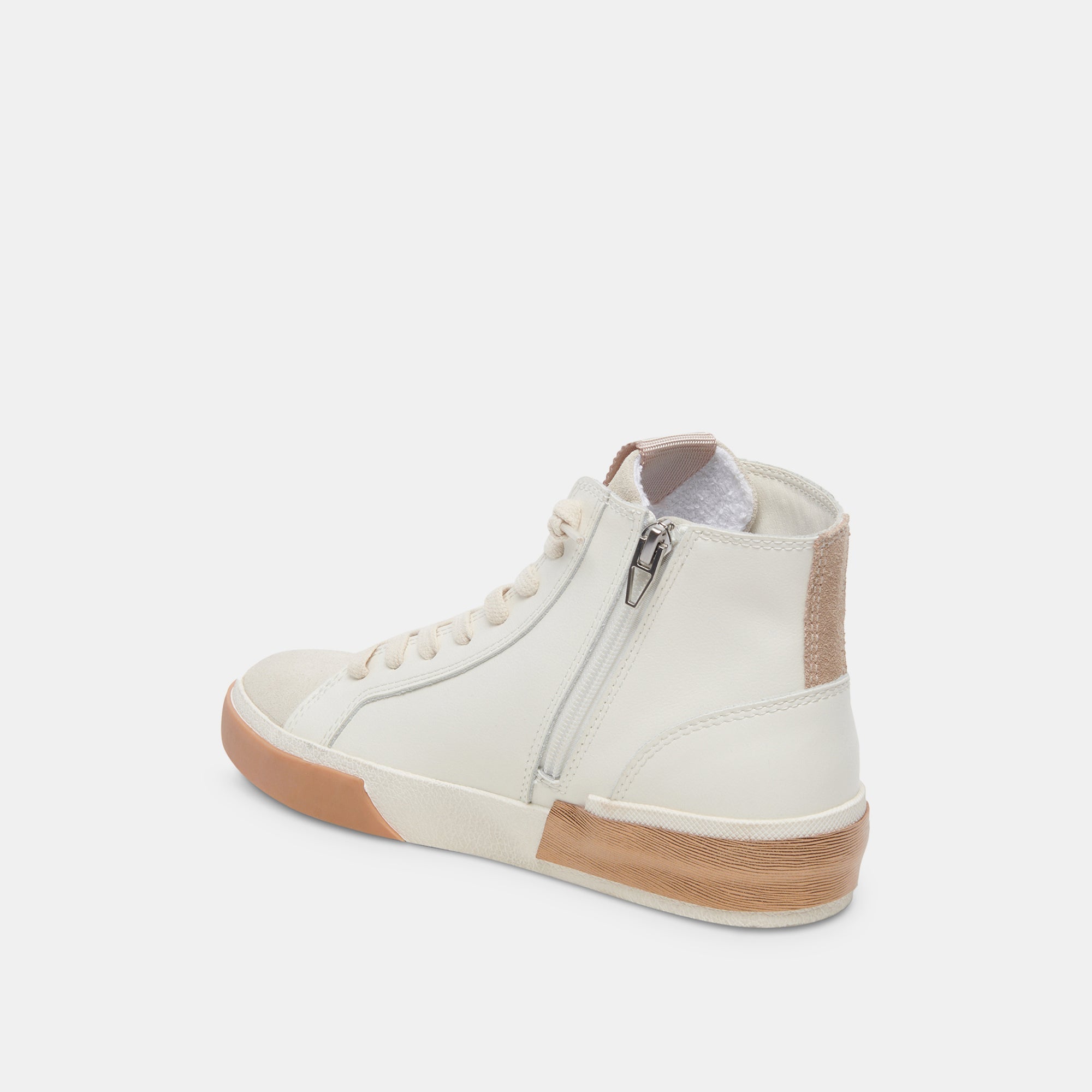 ZOHARA White & Tan Leather Sneakers for Women - Comfortable Casual Walking Shoes | Perfect for Work, Travel & Everyday Wear