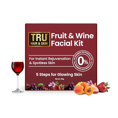TRU HAIR & SKIN Fruit & Wine Facial Kit for Glowing Skin | 80g Exfoliating & Brightening Treatment | Perfect for Spa Nights & Self-Care Routines