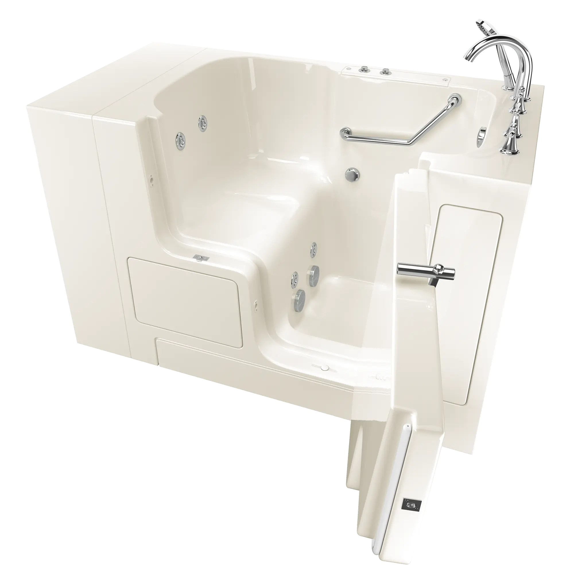 32 x 52 Inch Gelcoat Walk-in Bathtub with Whirlpool System - Right Hand Drain & Faucet Included | Ideal for Elderly & Mobility Assistance | ADA Compliant Safety Tub for Seniors
