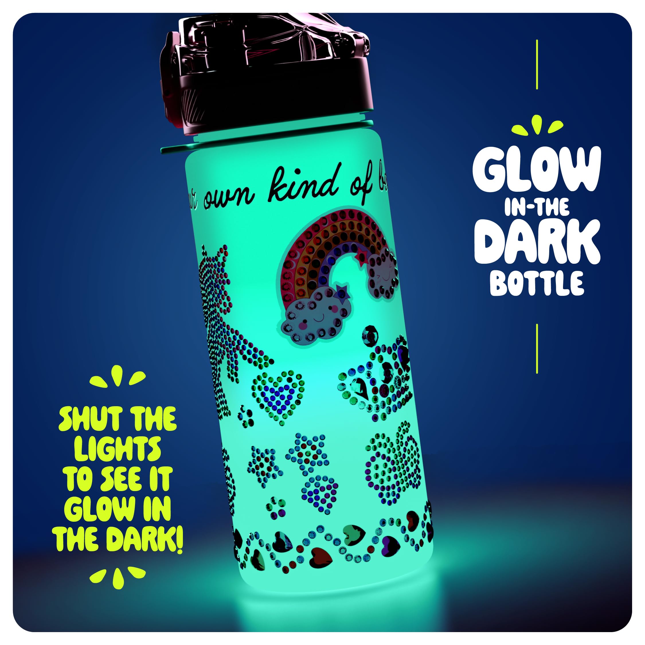 Glow in the Dark Water Bottle DIY Craft Kit for Girls - Unicorn Themed Easter & Birthday Gift for Kids Ages 4-8 - Creative Arts and Crafts Activity for 5 6 7 Year Old Girls - Perfect for Birthday Parties, Easter Baskets & Creative Playtime