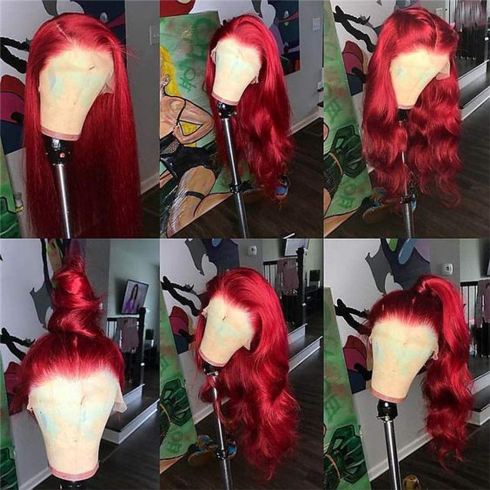13x6 Deep Part Lace Front Wig 14 Inch - 130% Density Brazilian Human Hair with Baby Hair | Red Body Wave Lace Front Wigs for African American Women | Perfect for Daily Wear, Parties, and Special Occasions