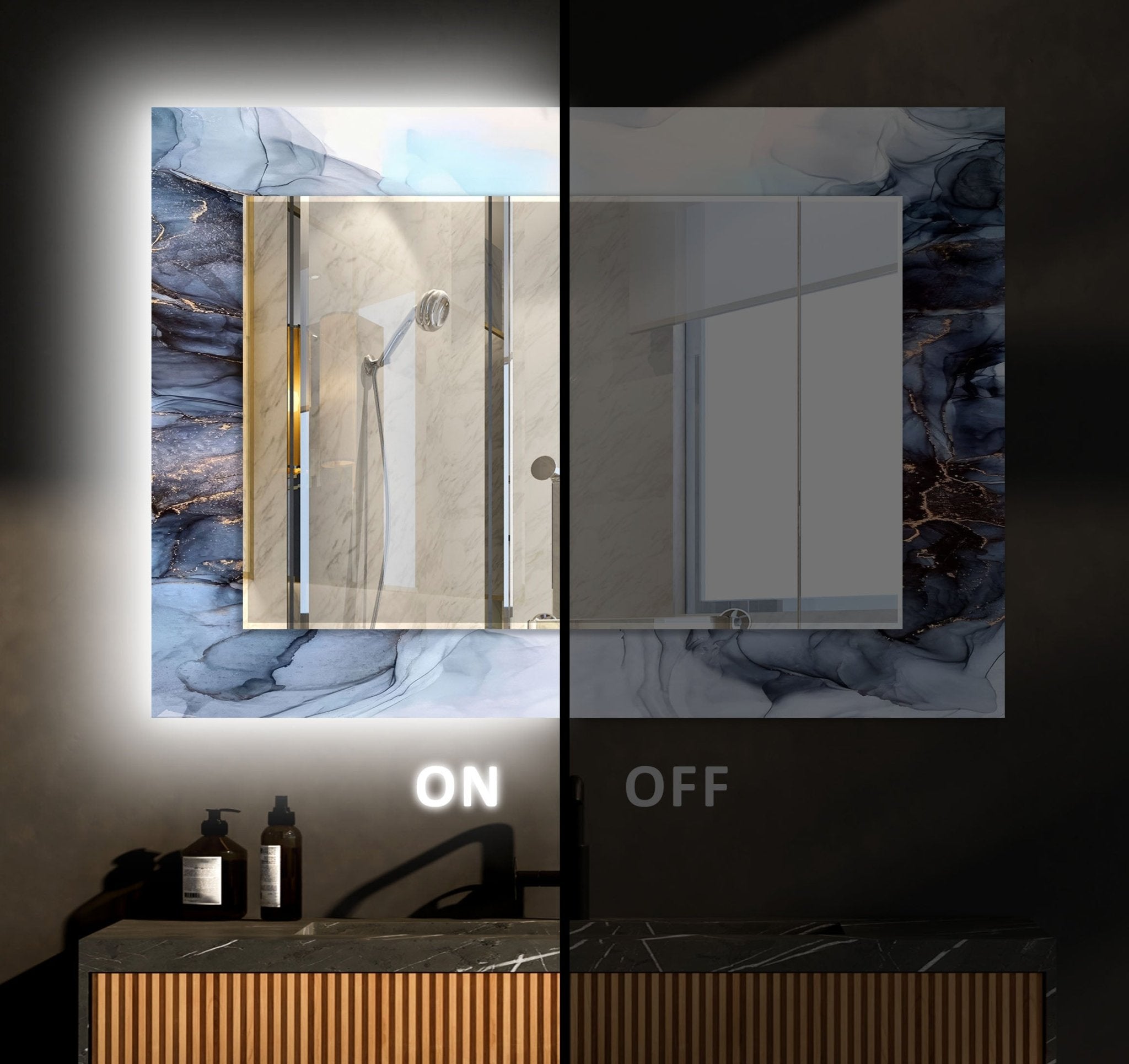 Abstract Grey Smoke Wall Mirror - Modern Decorative Mirror for Living Room, Bedroom & Bathroom - Stylish Home Decor & Functional Wall Art
