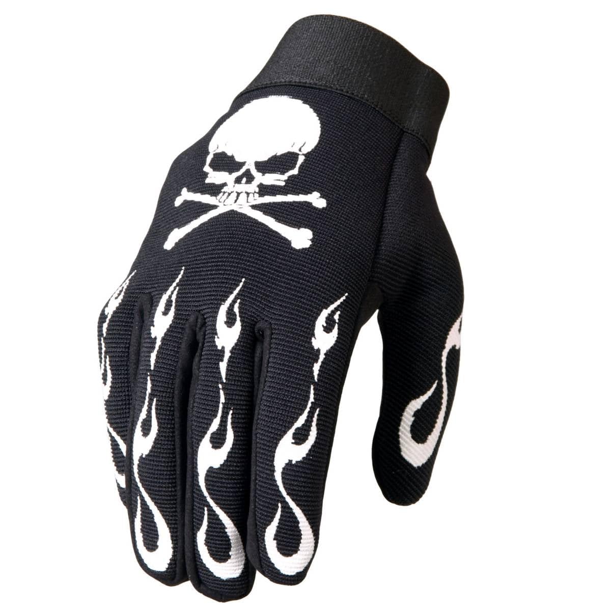 Hot Leathers Skull and Crossbones Mechanic Gloves - Heavy Duty Motorcycle Riding & Work Gloves for Men, Bikers & Mechanics - Perfect for Harley Davidson, DIY Repairs & Outdoor Activities