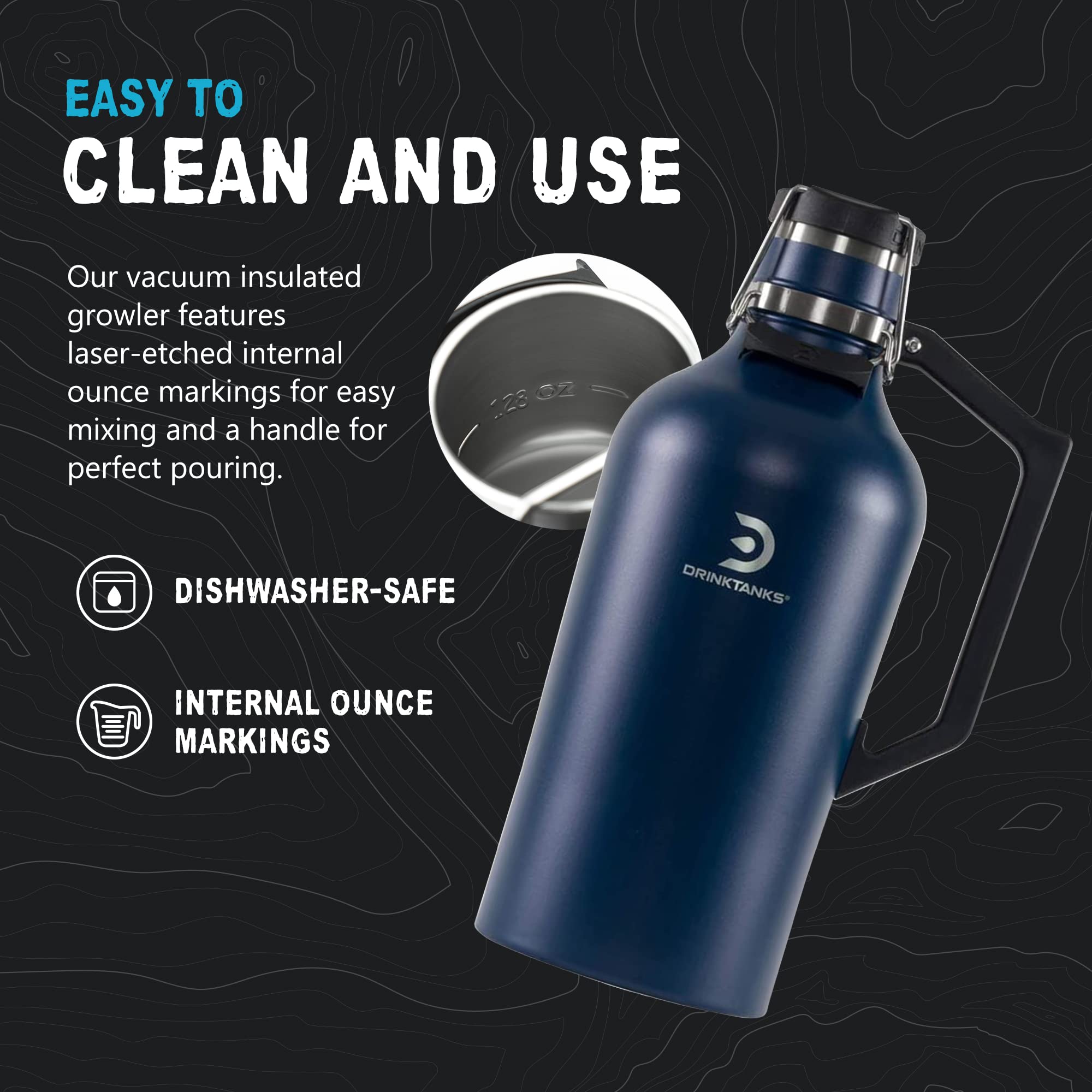 Premium 128oz Stainless Steel Vacuum Insulated Growler - Leakproof Beer, Wine & Coffee Tumbler with Handle | Double-Wall Insulation Keeps Drinks Cold 24+ Hours | Perfect for Camping, Tailgating & Outdoor Adventures