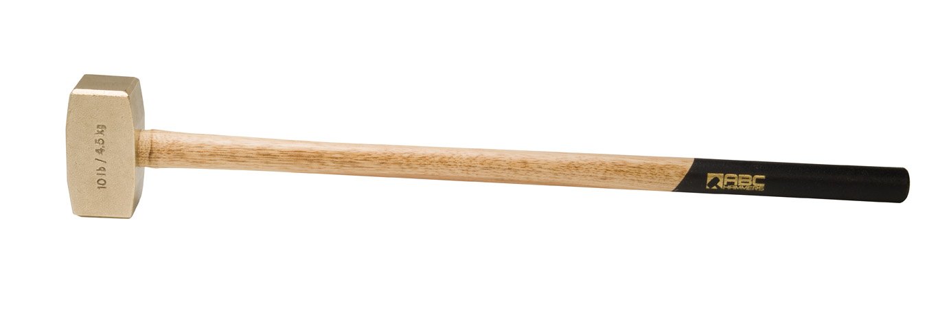 ABC10BW 10-Pound Brass Hammer with 32-Inch Wood Handle - Heavy Duty Construction, Forging & Metalworking - Perfect for Blacksmithing, Jewelry Making & DIY Projects
