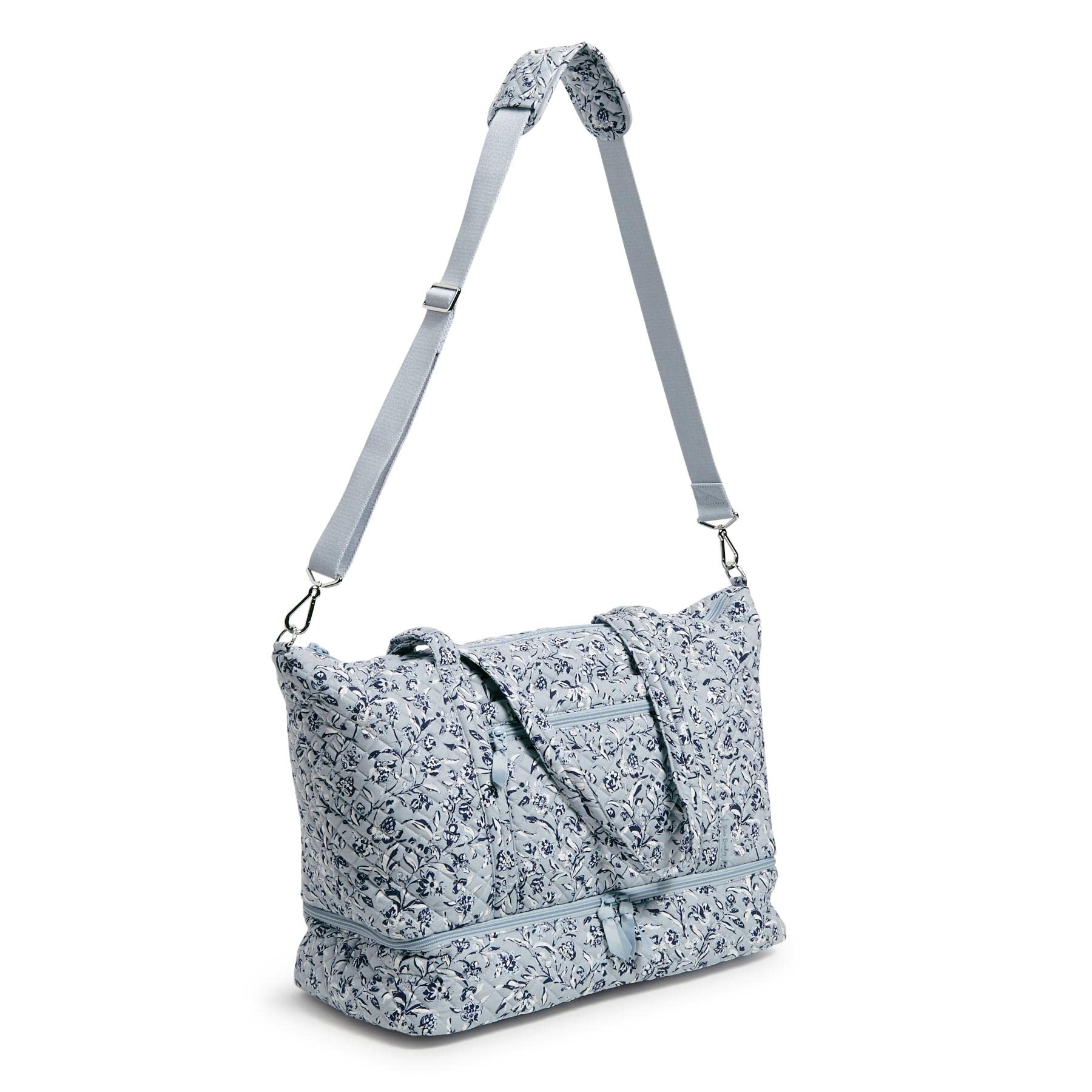Vera Bradley Women's Cotton Deluxe Travel Tote Bag - Stylish Carryall for Work, Gym, Weekend Getaways & Airplane Travel