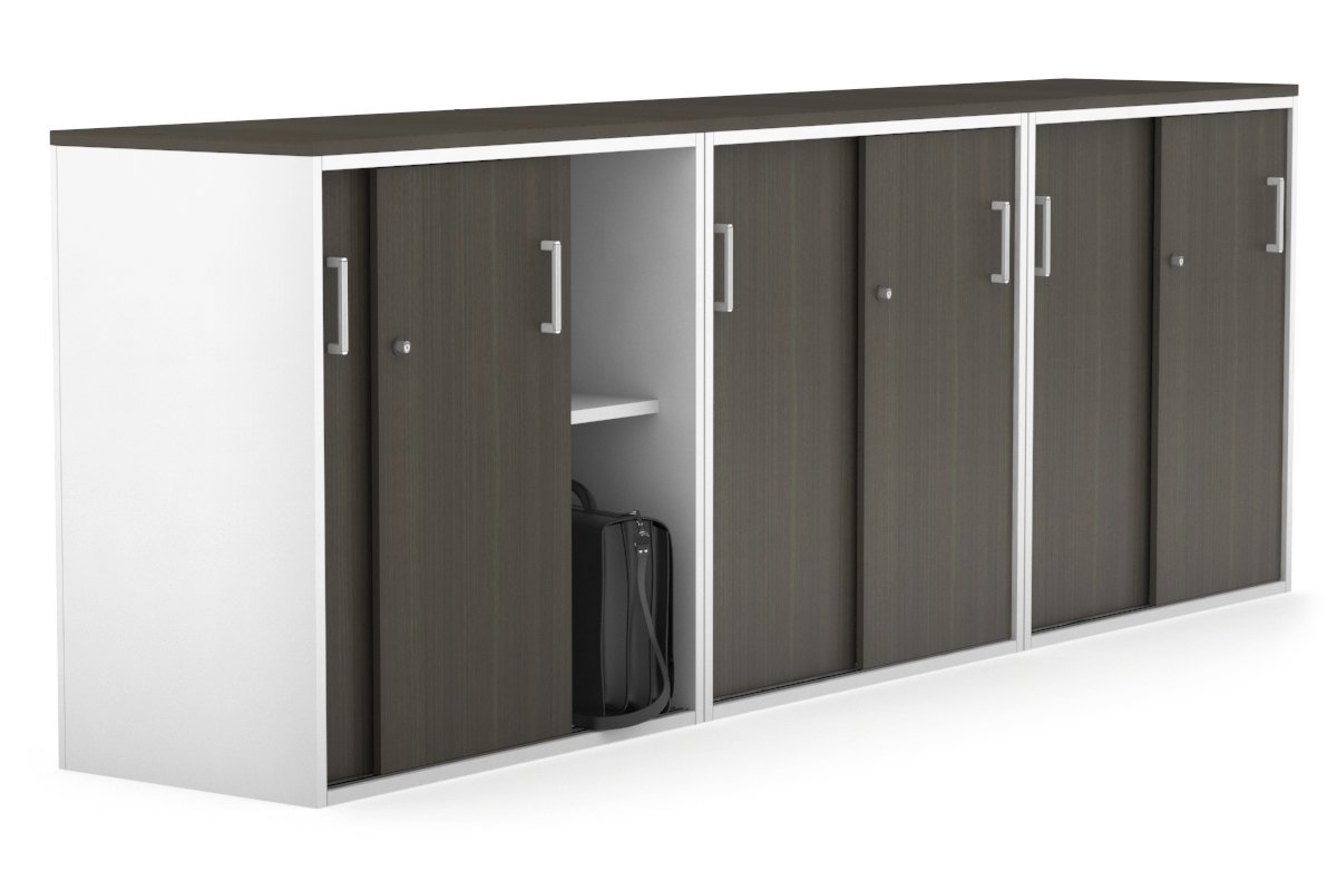 Modern 2400W x 900H x 450D Sliding Door Credenza for Office & Home - Medium Uniform Storage Cabinet with Smooth Gliding Doors - Perfect for Living Room, Bedroom or Entryway Organization