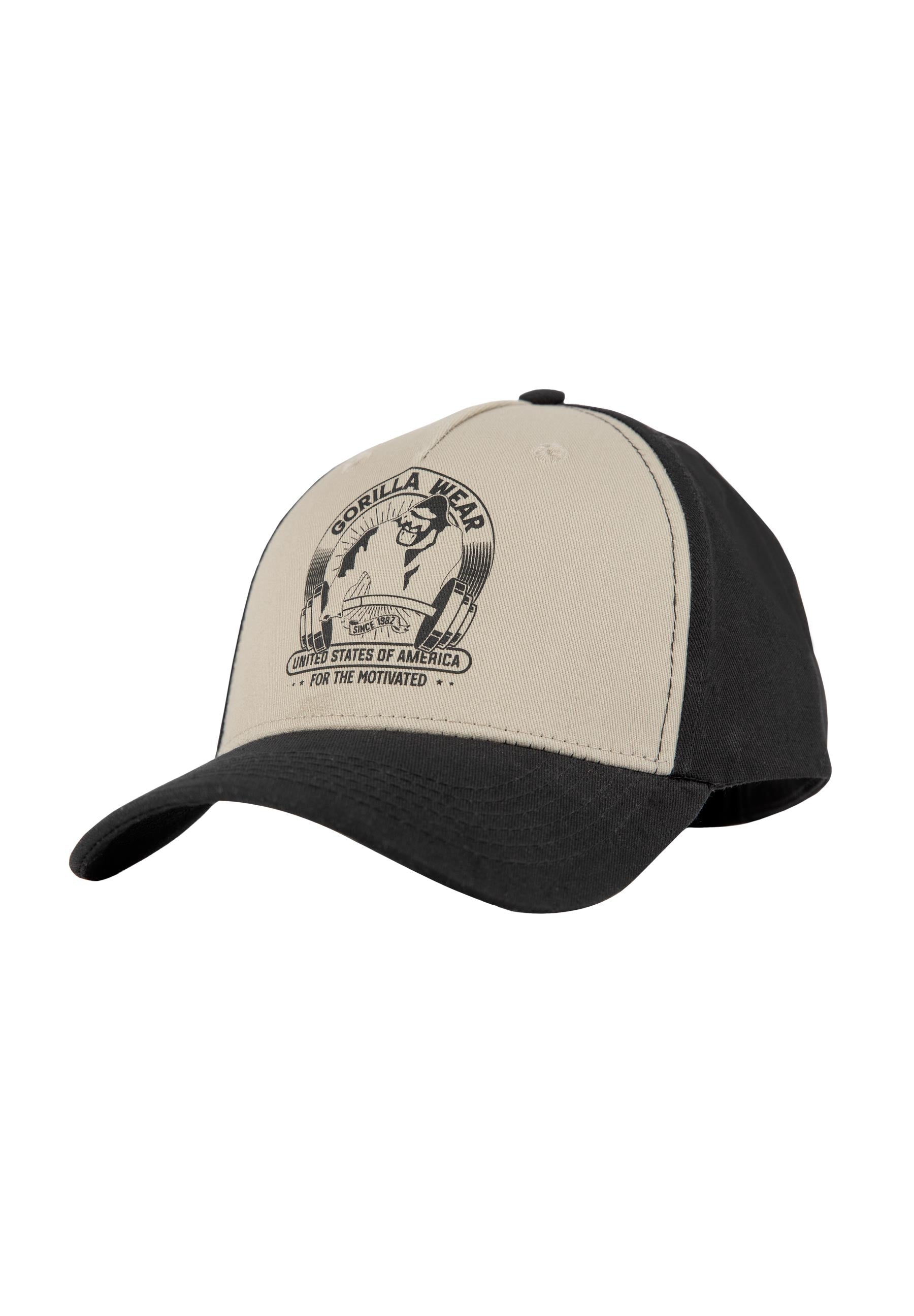 Buckley Cap for Men & Women - Black & Beige Adjustable Baseball Hat - Stylish Outdoor Sun Protection for Hiking, Running, and Casual Wear