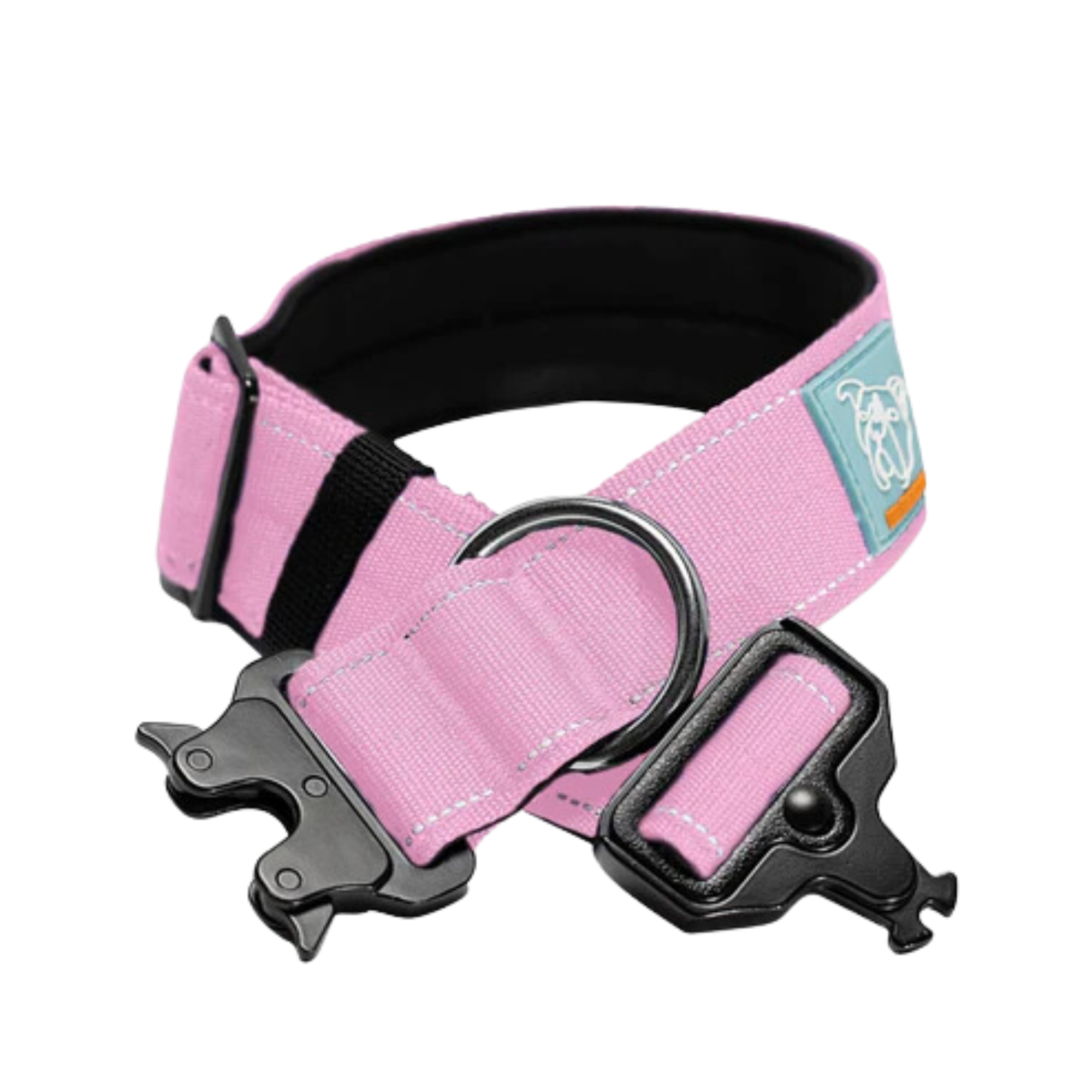 Tactical Dog Collar for Medium Large Dogs - Heavy Duty Nylon Pet Collar with Handle & D-Ring - Pink - Perfect for Outdoor Adventures, Hiking & Training