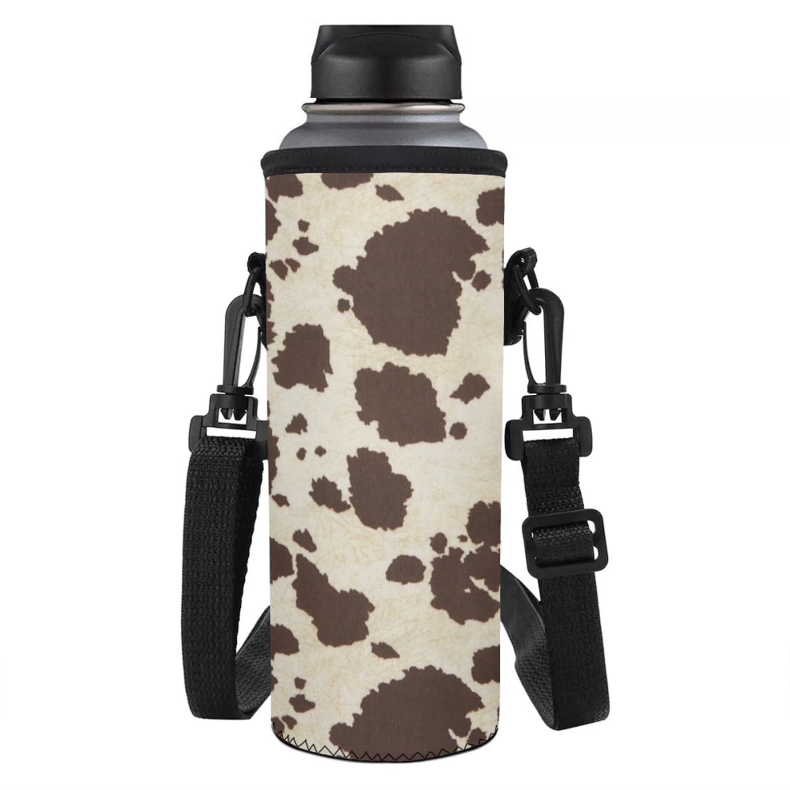 Custom Printed Insulated Neoprene Water Bottle Holder with Adjustable Shoulder Strap - Leakproof Sports Drink Carrier for Hiking, Gym & Outdoor Activities