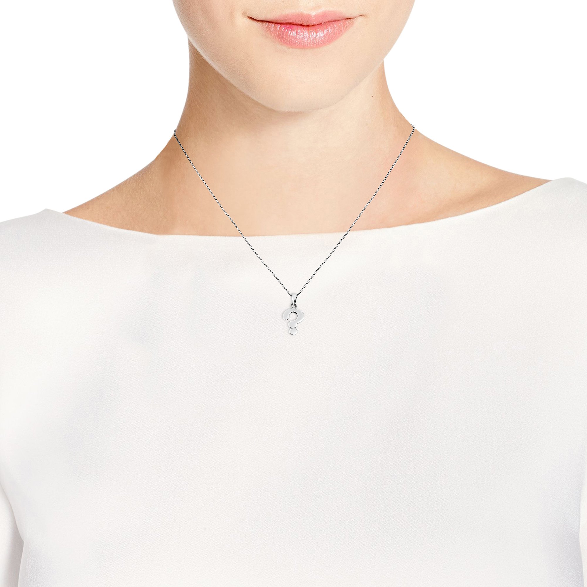 AeraVida Trendy .925 Sterling Silver Question Mark Pendant Necklace for Women | Dainty Minimalist Charm Jewelry Gift for Her | Perfect for Everyday Wear, Layering & Special Occasions