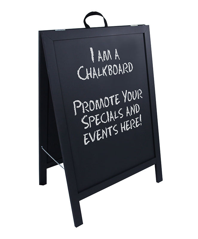 Double Sided A-Frame Sidewalk Chalkboard Sign with Black Wood Frame - Perfect for Restaurants, Cafes & Retail Stores Outdoor Advertising