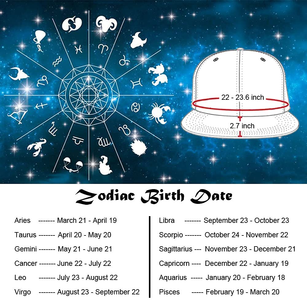 12 Zodiac Constellation Snapback Baseball Caps for Men & Women - Stylish Adjustable Hats for Outdoor Sports, Casual Wear & Fashion Accessories