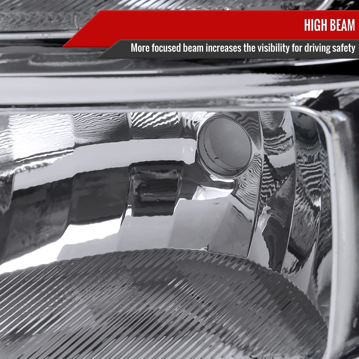 GMC Sierra Clear Chrome Replacement Headlights Pair for 2007-2013 Models - Left & Right Headlamp Assembly - Perfect for Night Driving & Off-Road Adventures